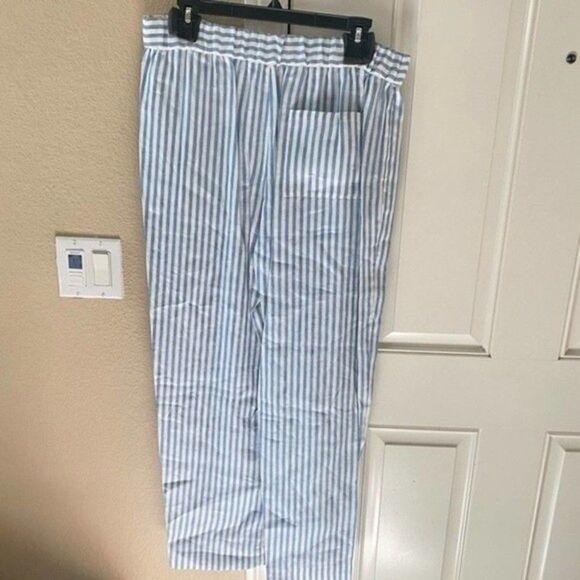 Jenni Kayne Striped Linen Blue Straight Leg Pants - Picture 6 of 6